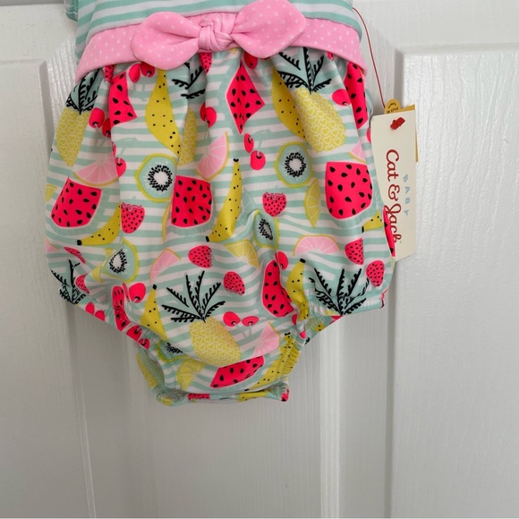 Cat & Jack Baby NWT Fruit And Stripe 1 Piece  Infant Swimsuit  3-6 Months - Picture 3 of 6